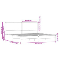 Produktbild för Sängram utan madrass metall sonoma-ek 183x213 cm