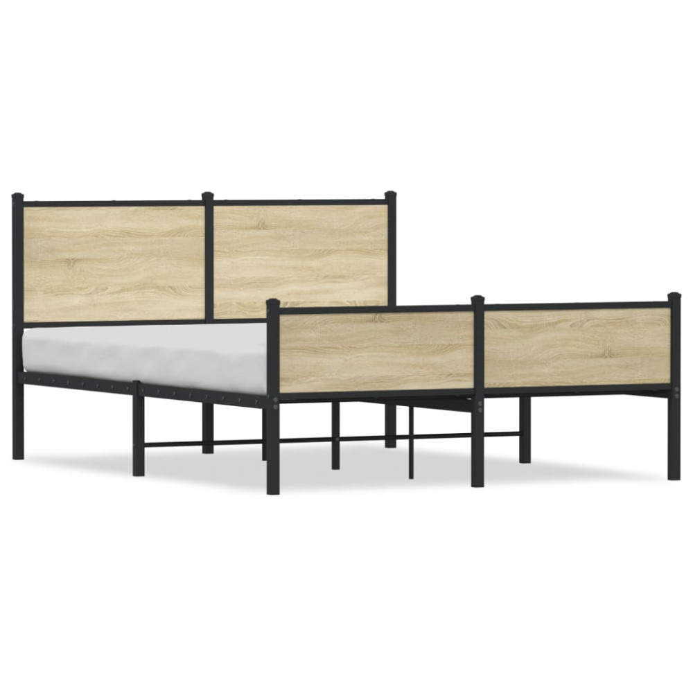 Produktbild för Sängram utan madrass metall sonoma-ek 150x200 cm