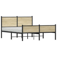 Produktbild för Sängram utan madrass metall sonoma-ek 150x200 cm