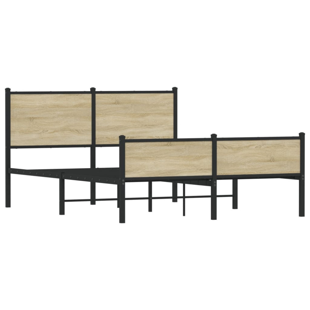 Produktbild för Sängram utan madrass metall sonoma-ek 150x200 cm