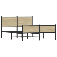 Produktbild för Sängram utan madrass metall sonoma-ek 150x200 cm