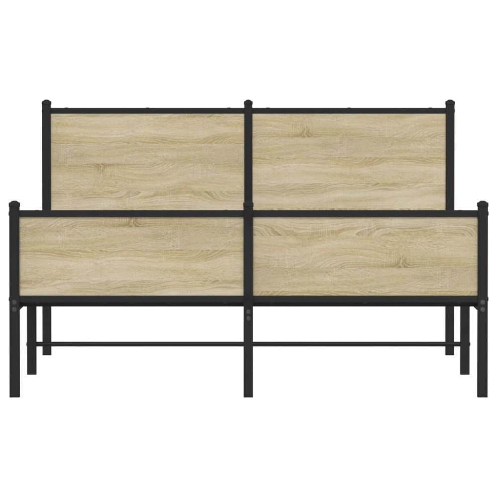 Produktbild för Sängram utan madrass metall sonoma-ek 150x200 cm