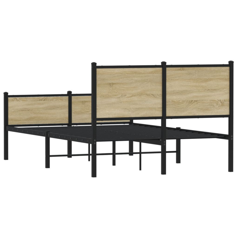 Produktbild för Sängram utan madrass metall sonoma-ek 150x200 cm