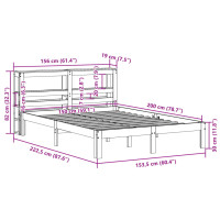 Produktbild för Sängram med huvudgavel vit 150x200 cm massiv furu