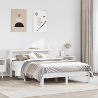 Produktbild för Sängram med huvudgavel vit 150x200 cm massiv furu