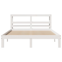 Produktbild för Sängram med huvudgavel vit 150x200 cm massiv furu