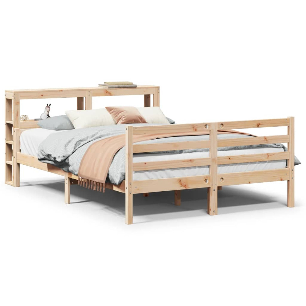 Produktbild för Sängram med huvudgavel 140x190 cm massiv furu