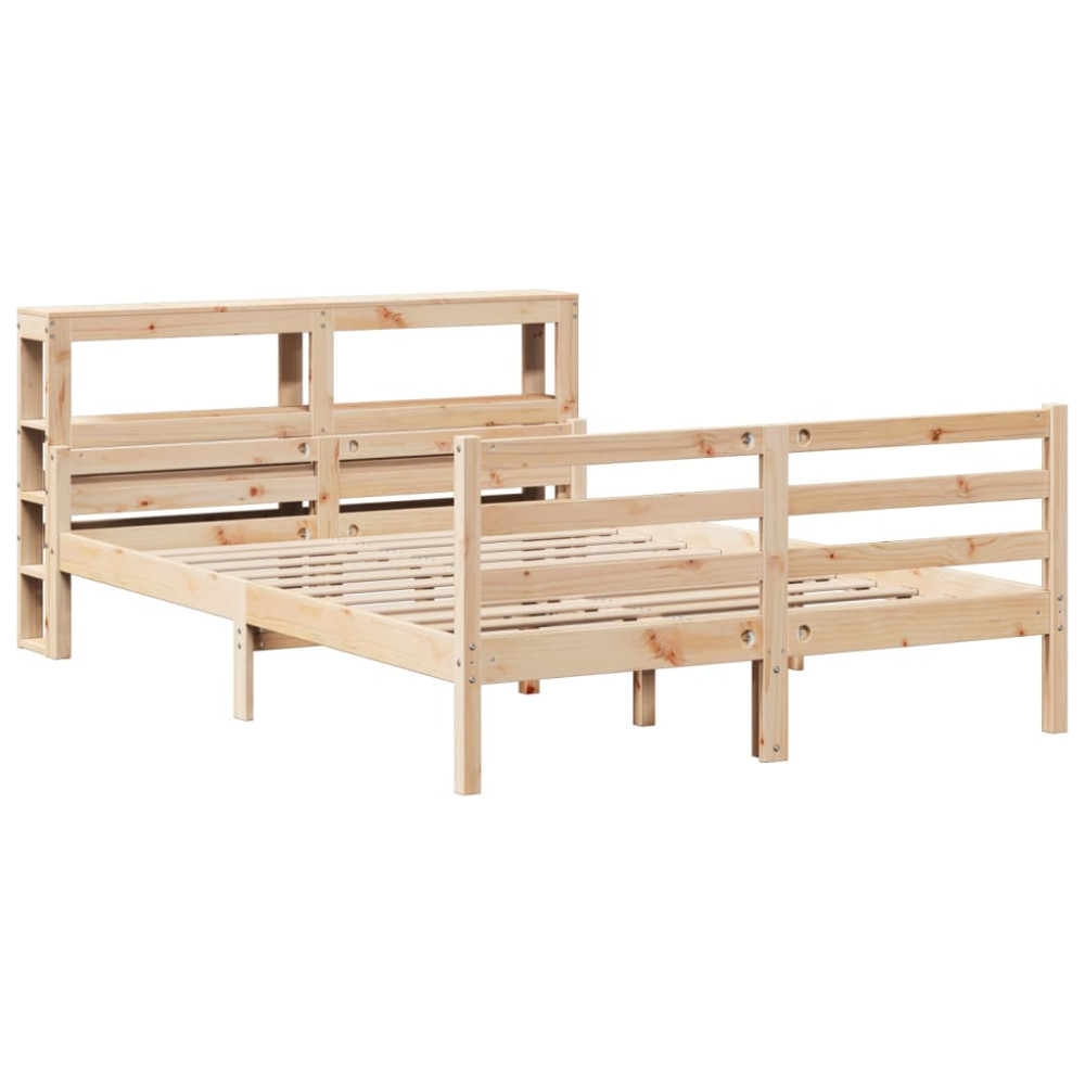 Produktbild för Sängram med huvudgavel 140x190 cm massiv furu