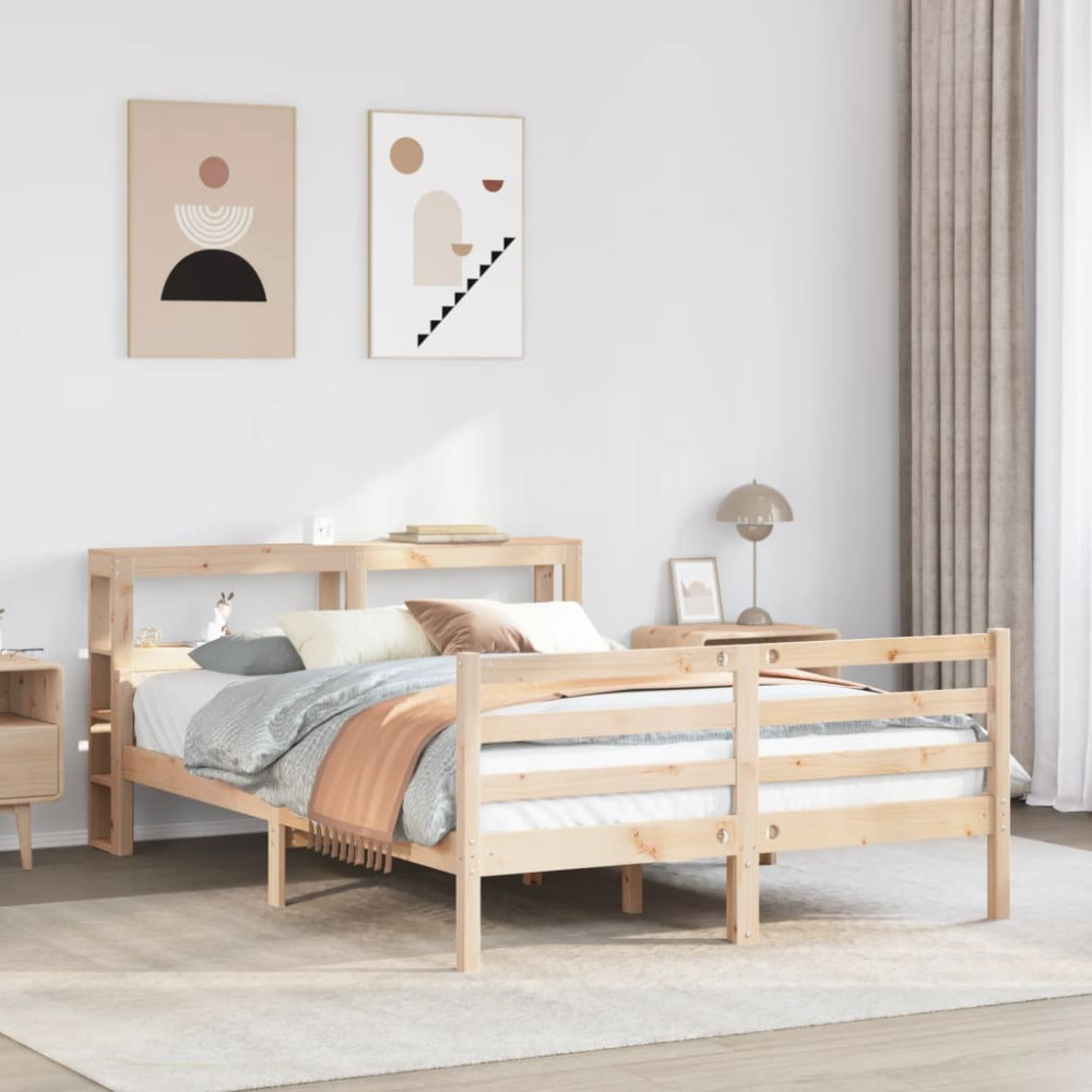 Produktbild för Sängram med huvudgavel 140x190 cm massiv furu