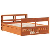 Produktbild för Sängram utan madrass vaxbrun 150x200 cm massiv furu
