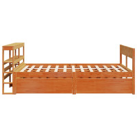 Produktbild för Sängram utan madrass vaxbrun 150x200 cm massiv furu