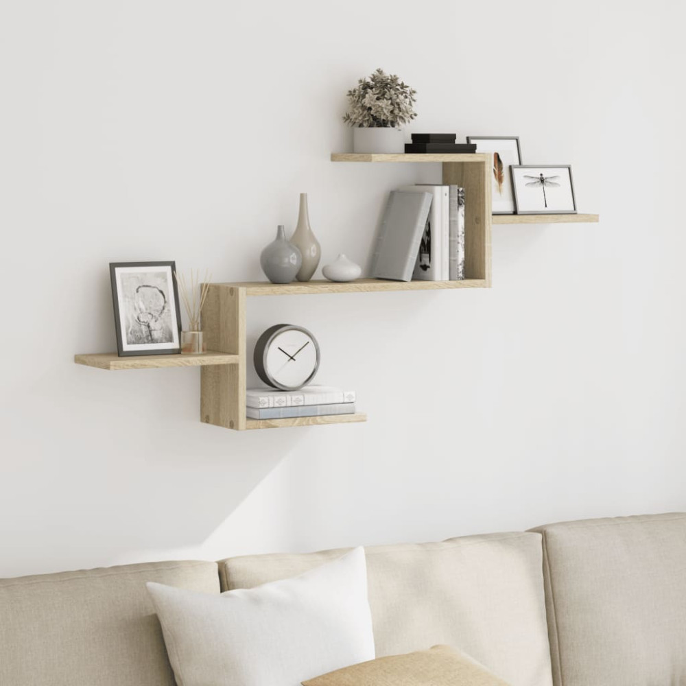 Produktbild för Vägghylla sonoma-ek 104x15x49 cm konstruerat trä