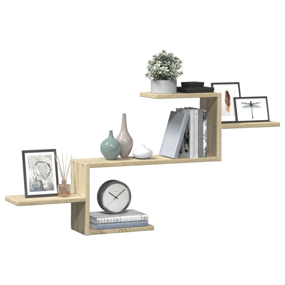 Produktbild för Vägghylla sonoma-ek 104x15x49 cm konstruerat trä