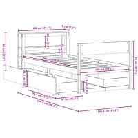 Produktbild för Sängram utan madrass vaxbrun 100x200 cm massiv furu
