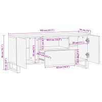 Produktbild för Tv-bänk 100x34x46 cm massivt grovt mangoträ