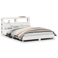 Produktbild för Sängram utan madrass vit 150x200 cm massiv furu