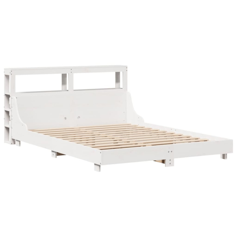 Produktbild för Sängram utan madrass vit 150x200 cm massiv furu