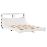 Produktbild för Sängram utan madrass vit 150x200 cm massiv furu