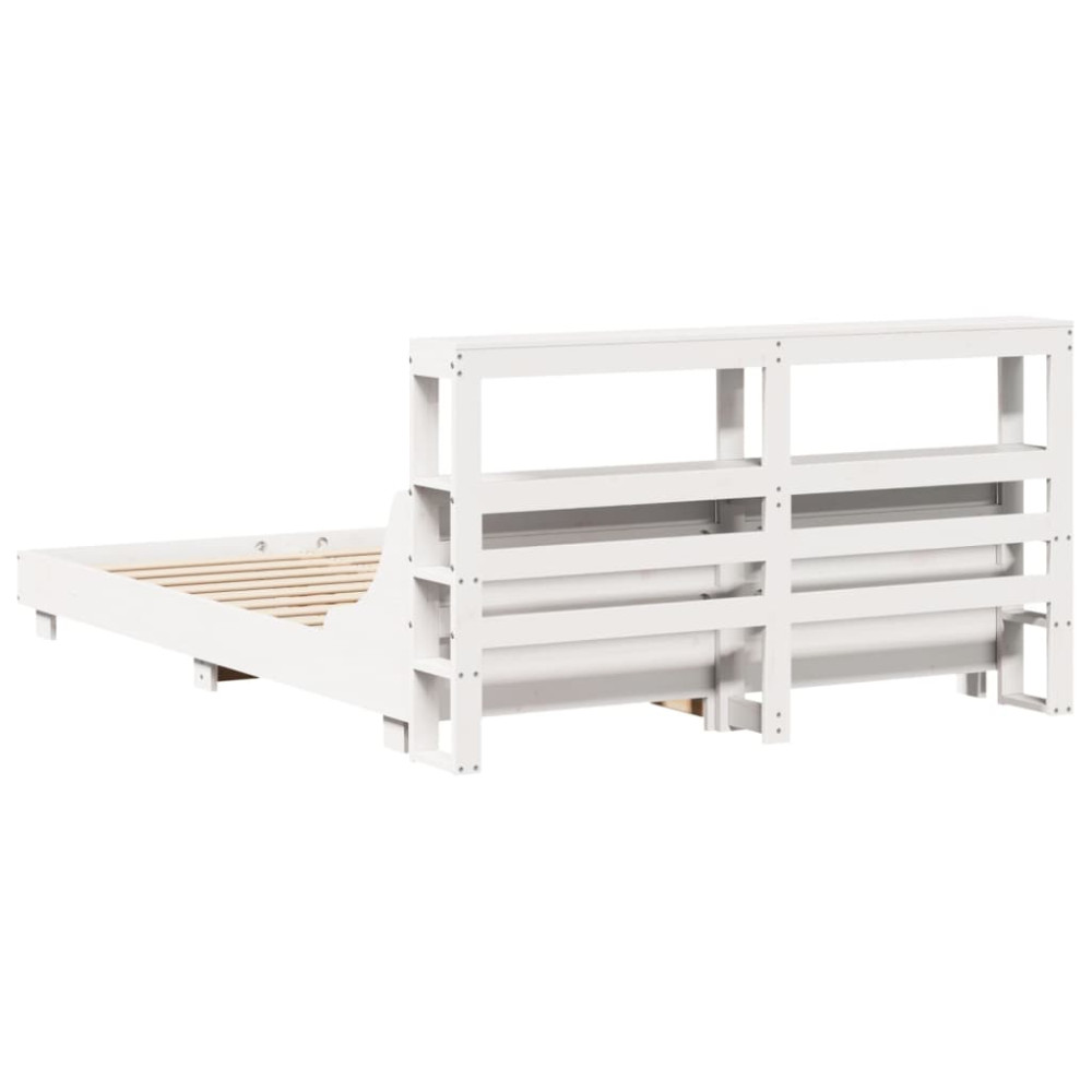 Produktbild för Sängram utan madrass vit 150x200 cm massiv furu