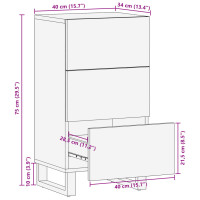 Produktbild för Skänk brun 40x34x75 cm massivt mangoträ