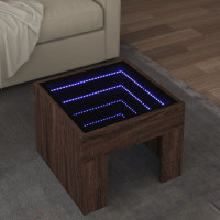 Produktbild för Soffbord med Infinity LEDs brun ek 40x40x30 cm