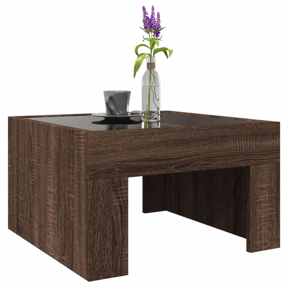 Produktbild för Soffbord med Infinity LEDs brun ek 50x50x30 cm