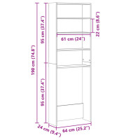 Produktbild för Tvättmaskinsskåp sonoma-ek 64x24x190 cm konstruerat trä