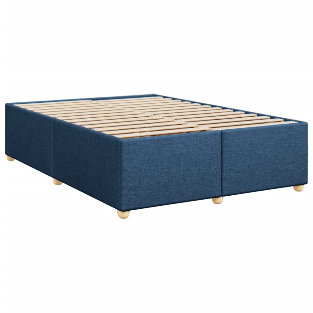 Produktbild för Ramsäng med madrass blå 140x190 cm tyg