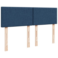 Produktbild för Ramsäng med madrass blå 140x190 cm tyg