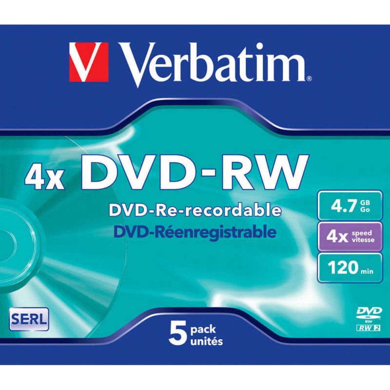 Produktbild för DVD-RW 4,7GB 4x 5-pack