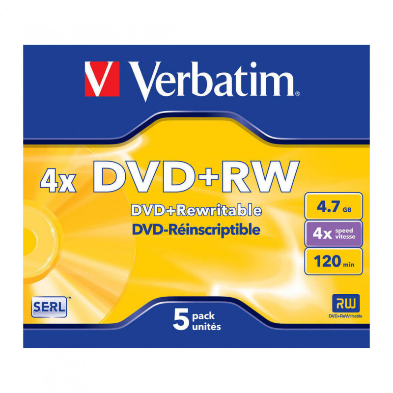 Produktbild för DVD+RW 4,7GB 4x 5-pack