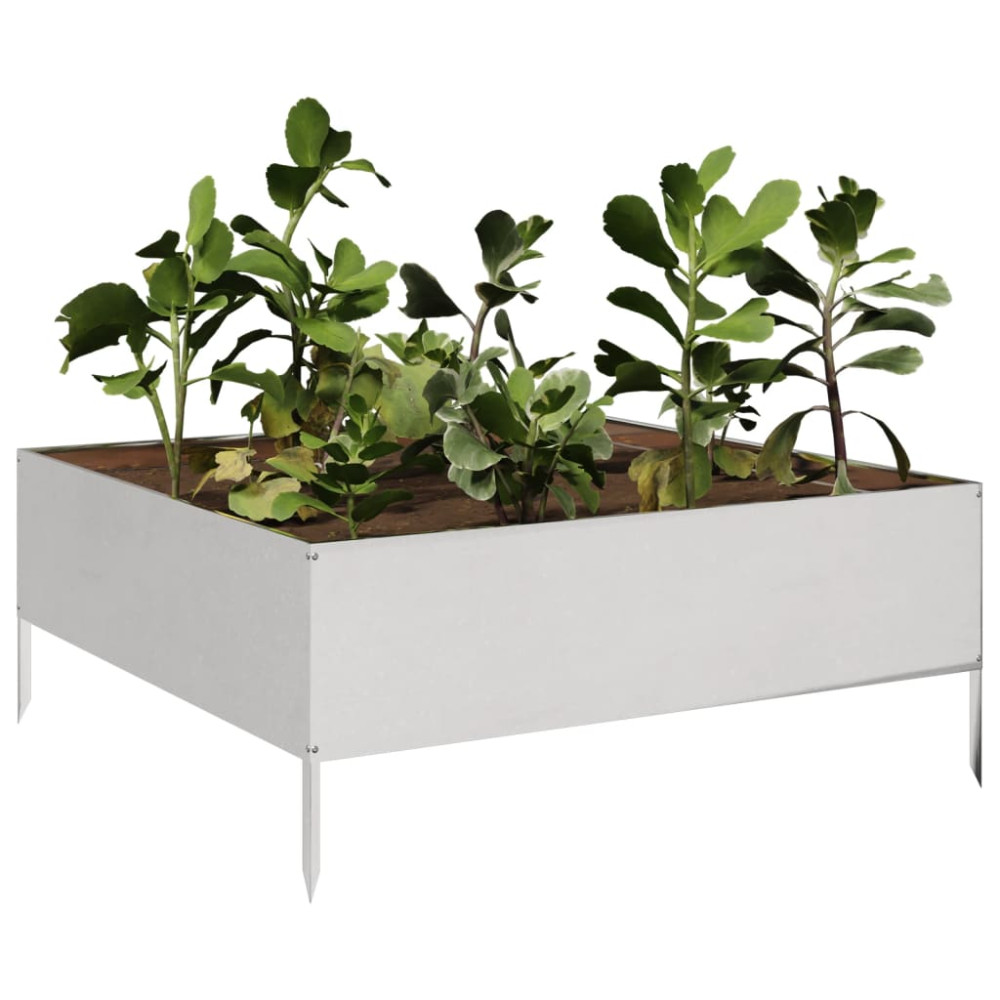 Produktbild för Rabattkant upphöjd 100x100x41 cm rostfritt stål