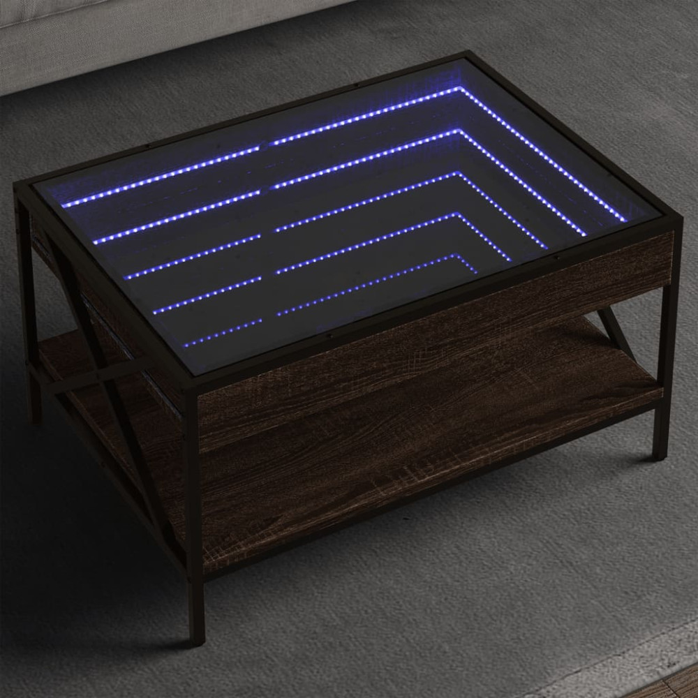 Produktbild för Soffbord med Infinity LEDs brun ek 70x50x38 cm