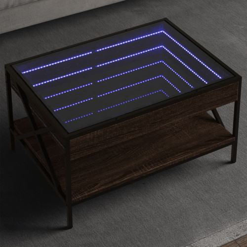 vidaXL Soffbord med Infinity LEDs brun ek 70x50x38 cm