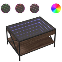 Produktbild för Soffbord med Infinity LEDs brun ek 70x50x38 cm