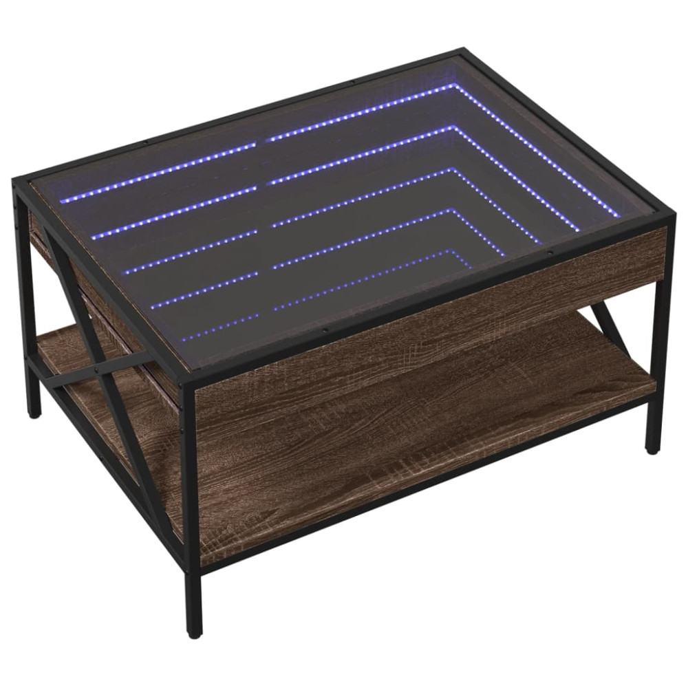 Produktbild för Soffbord med Infinity LEDs brun ek 70x50x38 cm