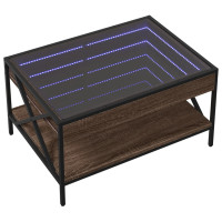 Produktbild för Soffbord med Infinity LEDs brun ek 70x50x38 cm