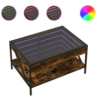 Produktbild för Soffbord med Infinity LEDs rökfärgad ek 70x50x38 cm