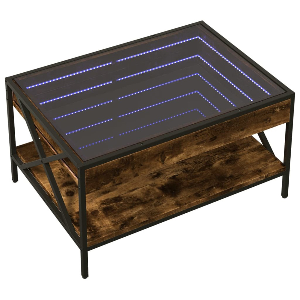 Produktbild för Soffbord med Infinity LEDs rökfärgad ek 70x50x38 cm