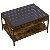 Produktbild för Soffbord med Infinity LEDs rökfärgad ek 70x50x38 cm