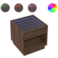 Produktbild för Soffbord med Infinity LEDs brun ek 50x50x50 cm