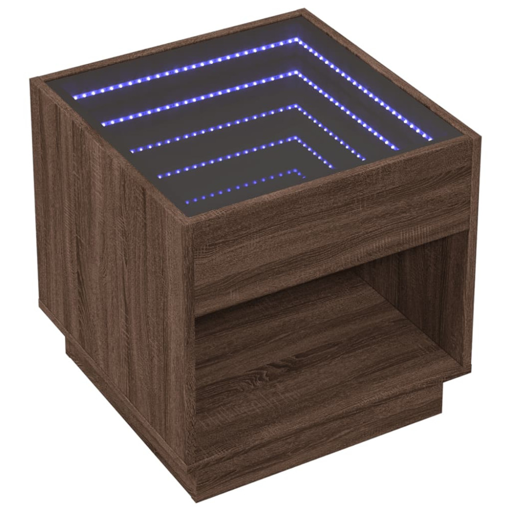 Produktbild för Soffbord med Infinity LEDs brun ek 50x50x50 cm