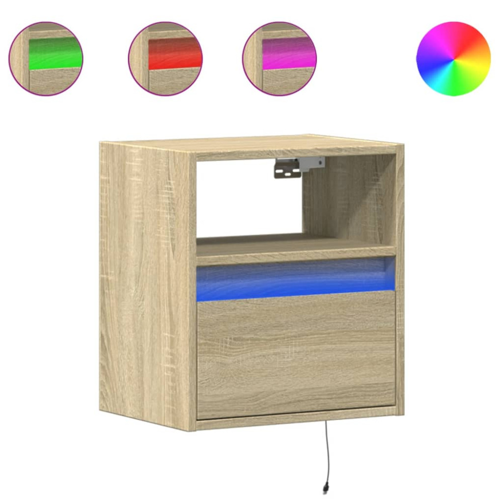 Produktbild för Väggmonterad tv-bänk LED 2 st sonoma-ek 41x31x45 cm