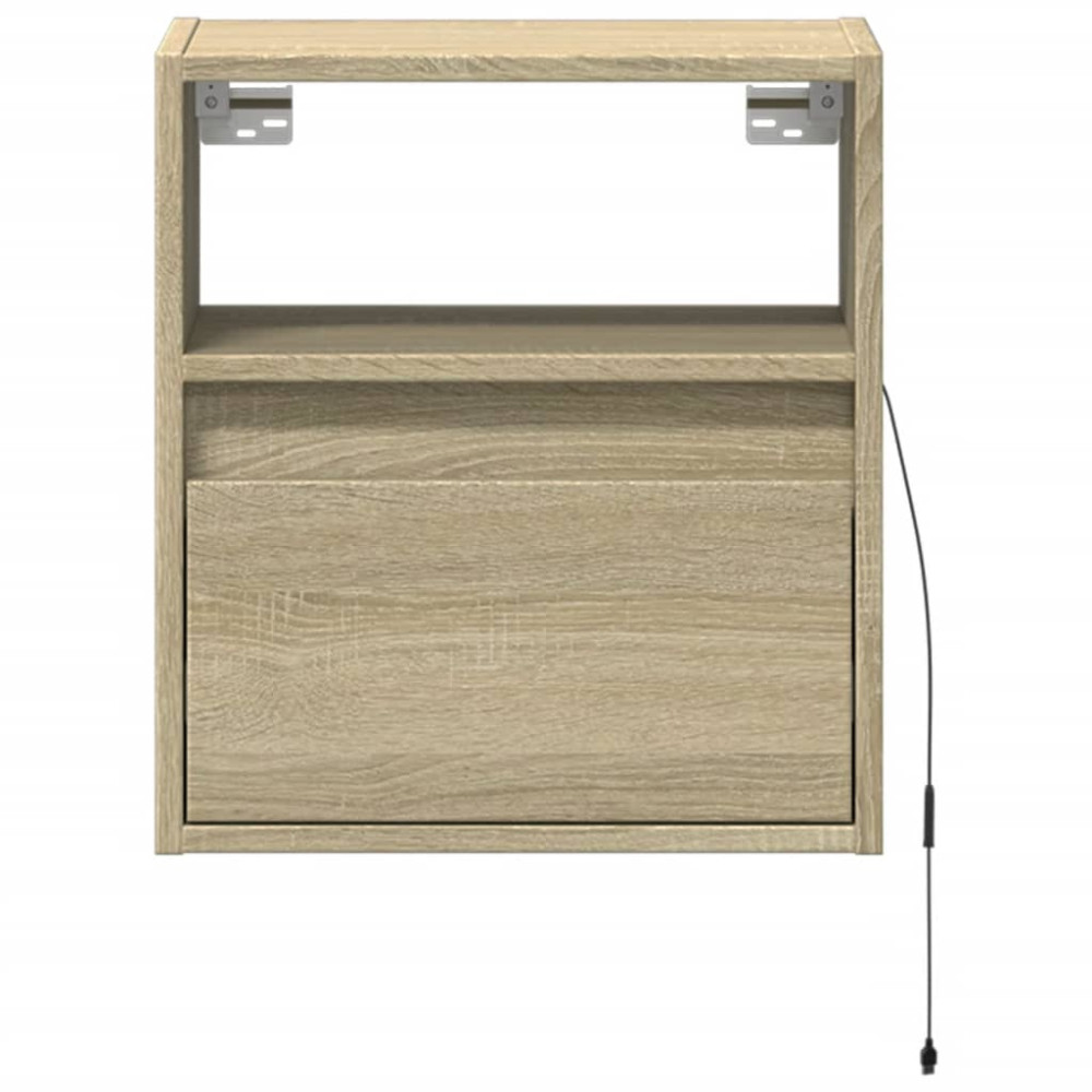 Produktbild för Väggmonterad tv-bänk LED 2 st sonoma-ek 41x31x45 cm