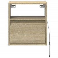 Produktbild för Väggmonterad tv-bänk LED 2 st sonoma-ek 41x31x45 cm