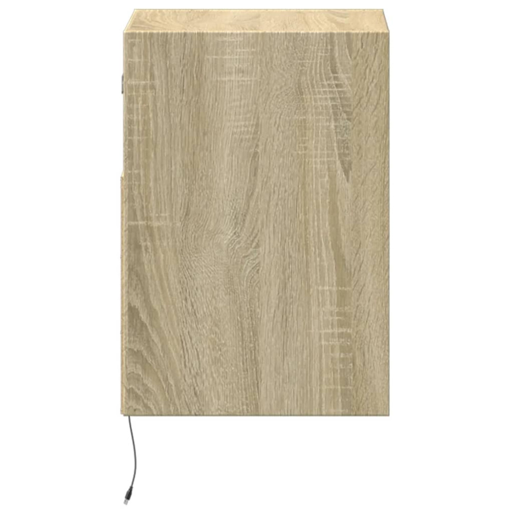 Produktbild för Väggmonterad tv-bänk LED 2 st sonoma-ek 41x31x45 cm