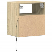 Produktbild för Väggmonterad tv-bänk LED 2 st sonoma-ek 41x31x45 cm