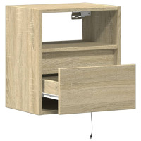 Produktbild för Väggmonterad tv-bänk LED 2 st sonoma-ek 41x31x45 cm