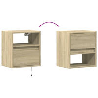Produktbild för Väggmonterad tv-bänk LED 2 st sonoma-ek 41x31x45 cm