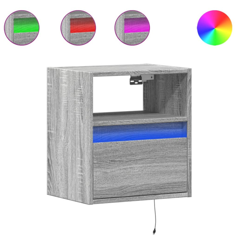 Produktbild för Väggmonterad tv-bänk LED 2 st grå sonoma 41x31x45 cm